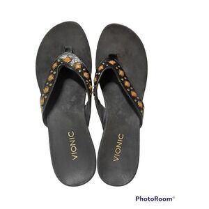 Vionic Black and Gold Women's Sandals 9.5